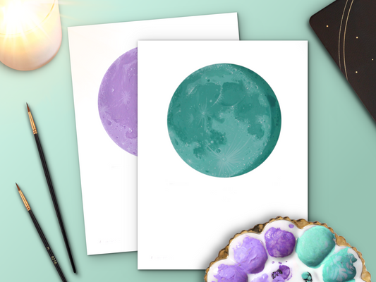 Two Custom Moon Phase Paintings