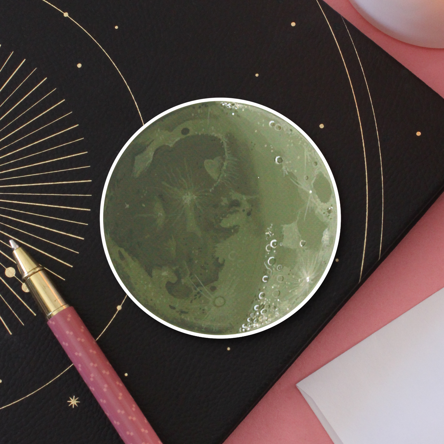 Mossy Green Moon Sticker