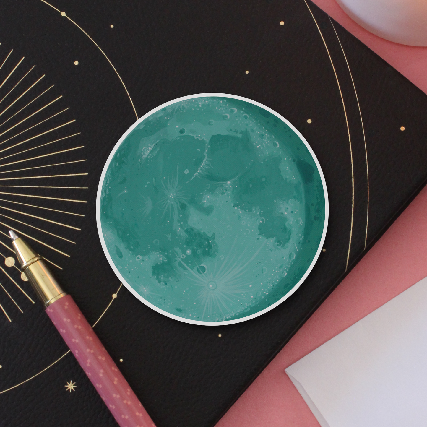 Teal Moon Sticker