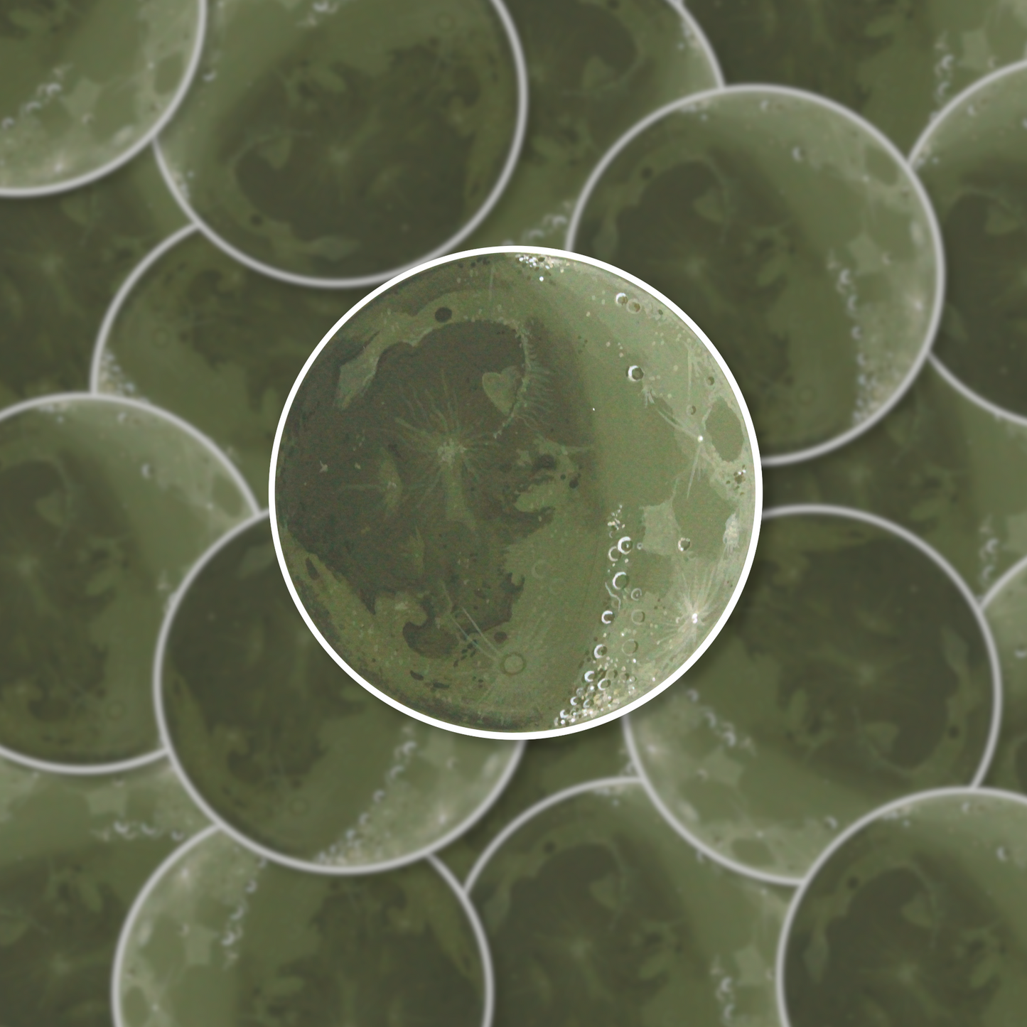 Mossy Green Moon Sticker