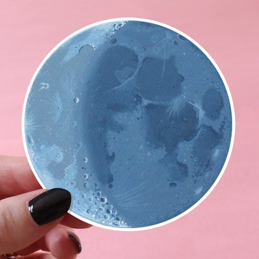 Dusty Blue Moon Sticker