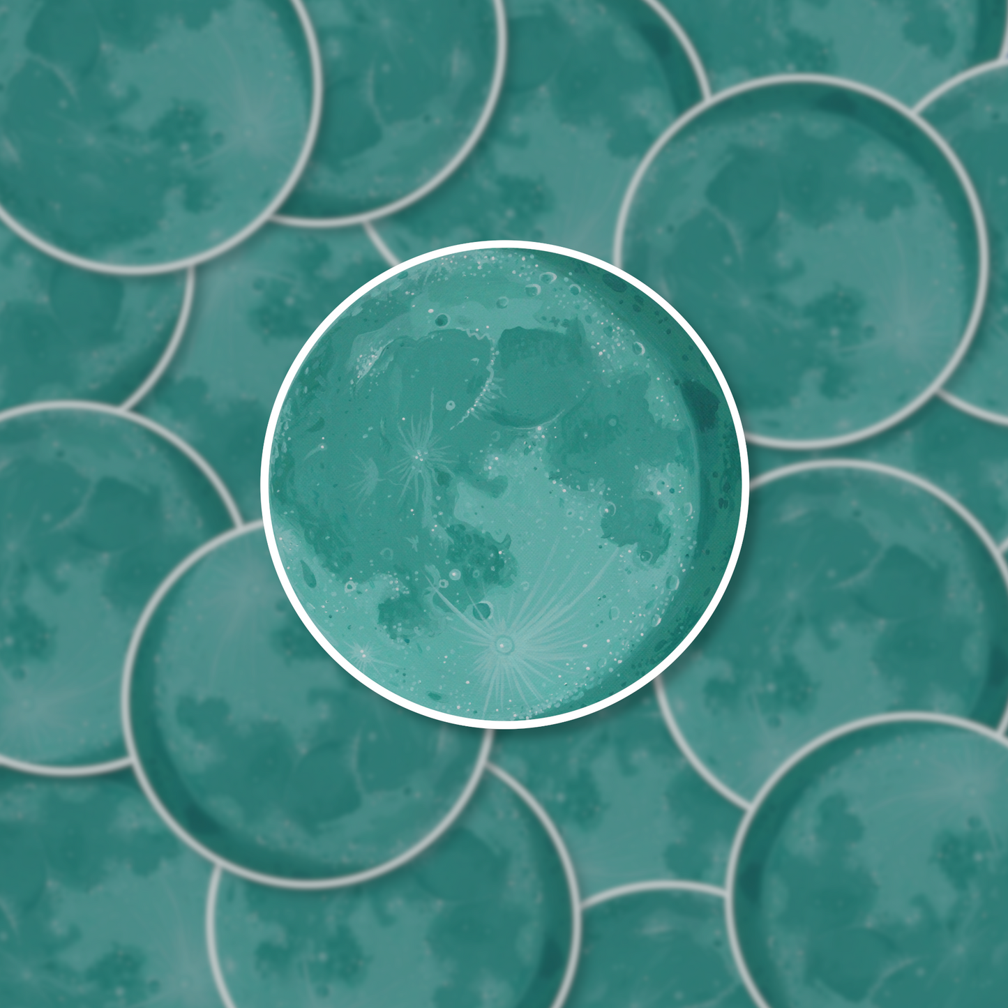 Teal Moon Sticker