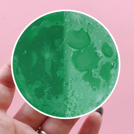 Toxic Green Moon Sticker