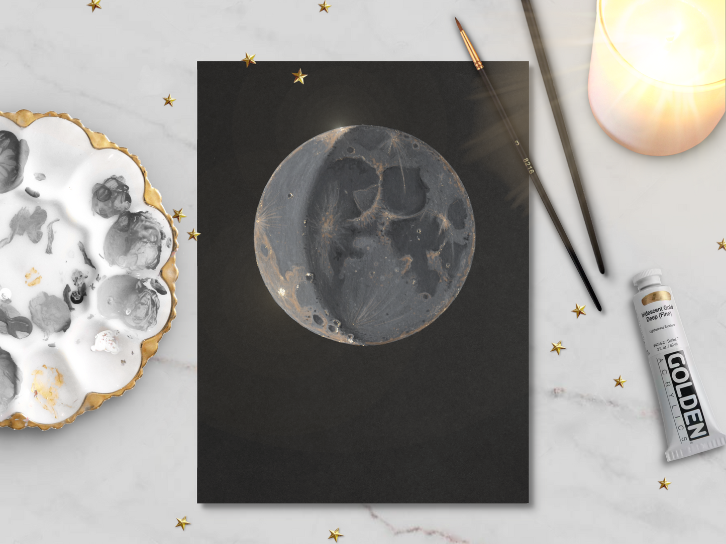 Two Custom Moon Phase Paintings